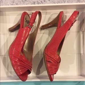 Sofft Coral Leather Upper Slingback Heels Sz 9.5